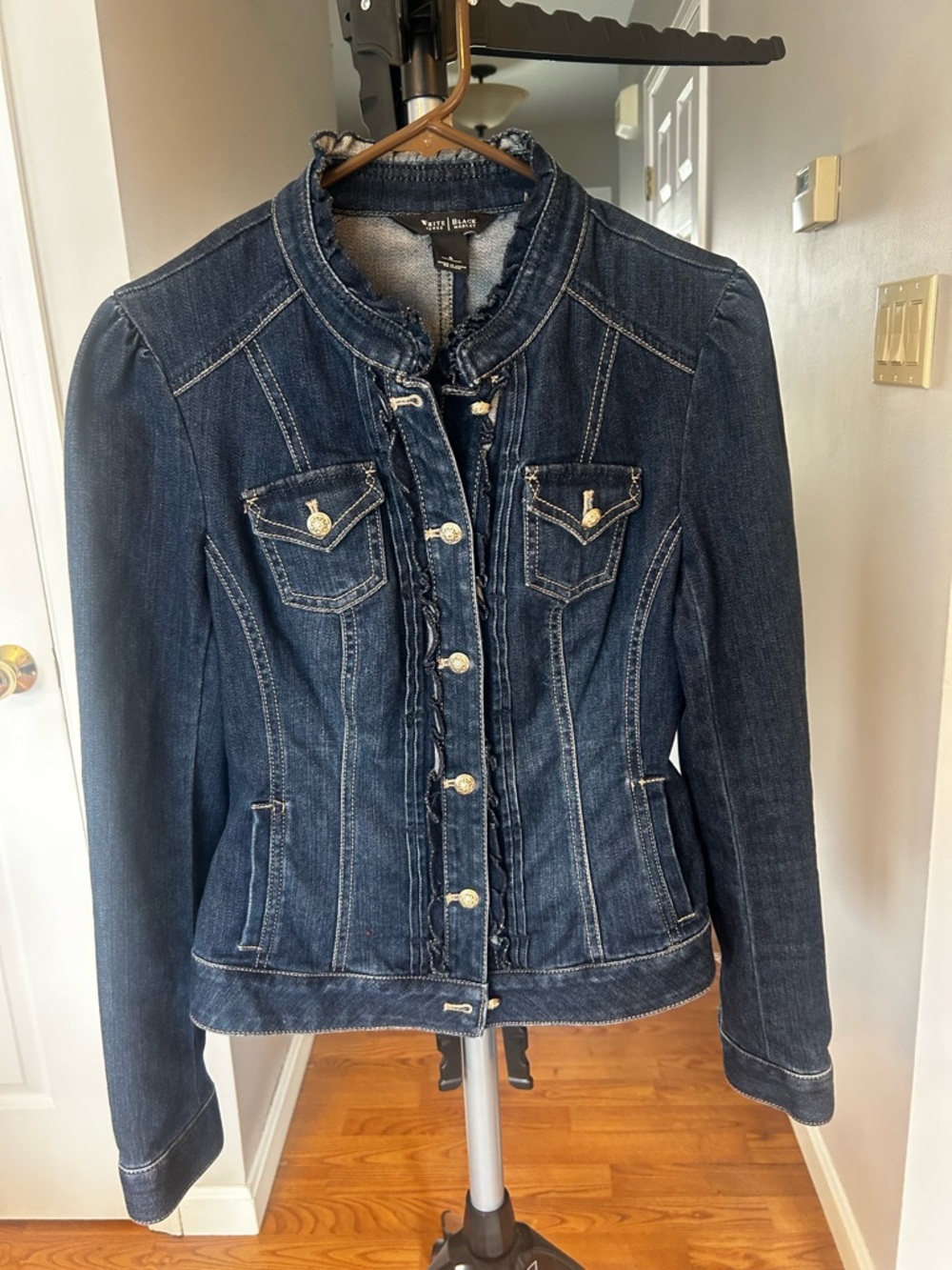 White House Black Market Women's Dark Blue Denim Jacket